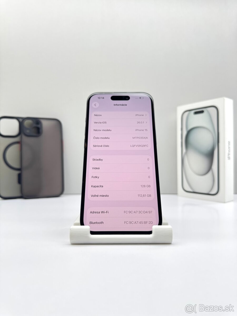 iPhone 15 BLACK 128GB TOP STAV ORIGINÁL+PRÍSLUŠENSTVO - 11