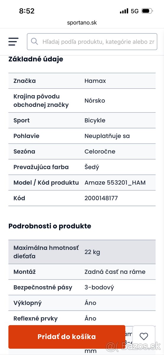 Sedačka na bicykel Hamax Amaze grey/lime - 11