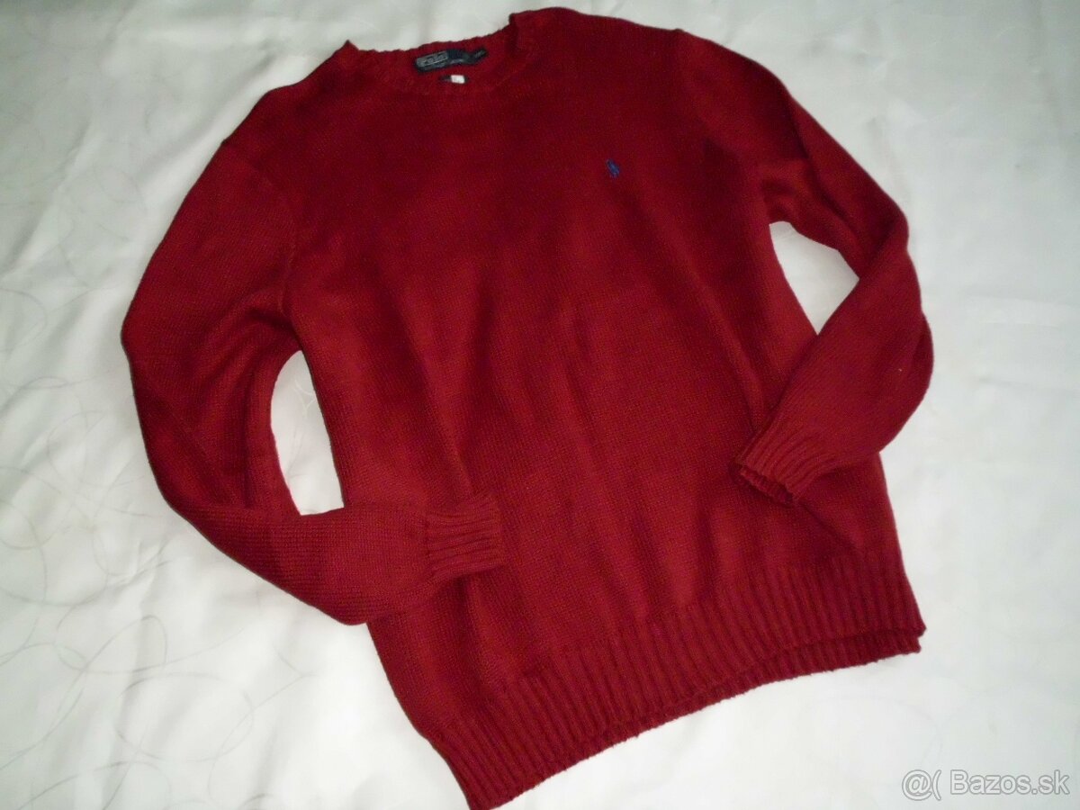 Ralph Lauren pánsky sveter tmavo červený 2XL - 11