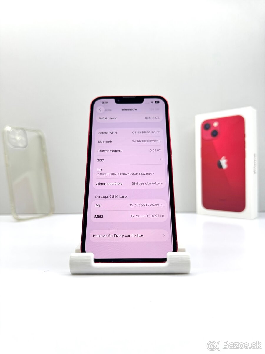 iPhone 13 RED 128GB NOVÁ BATÉRIA 100% ZDRAVIE - 11