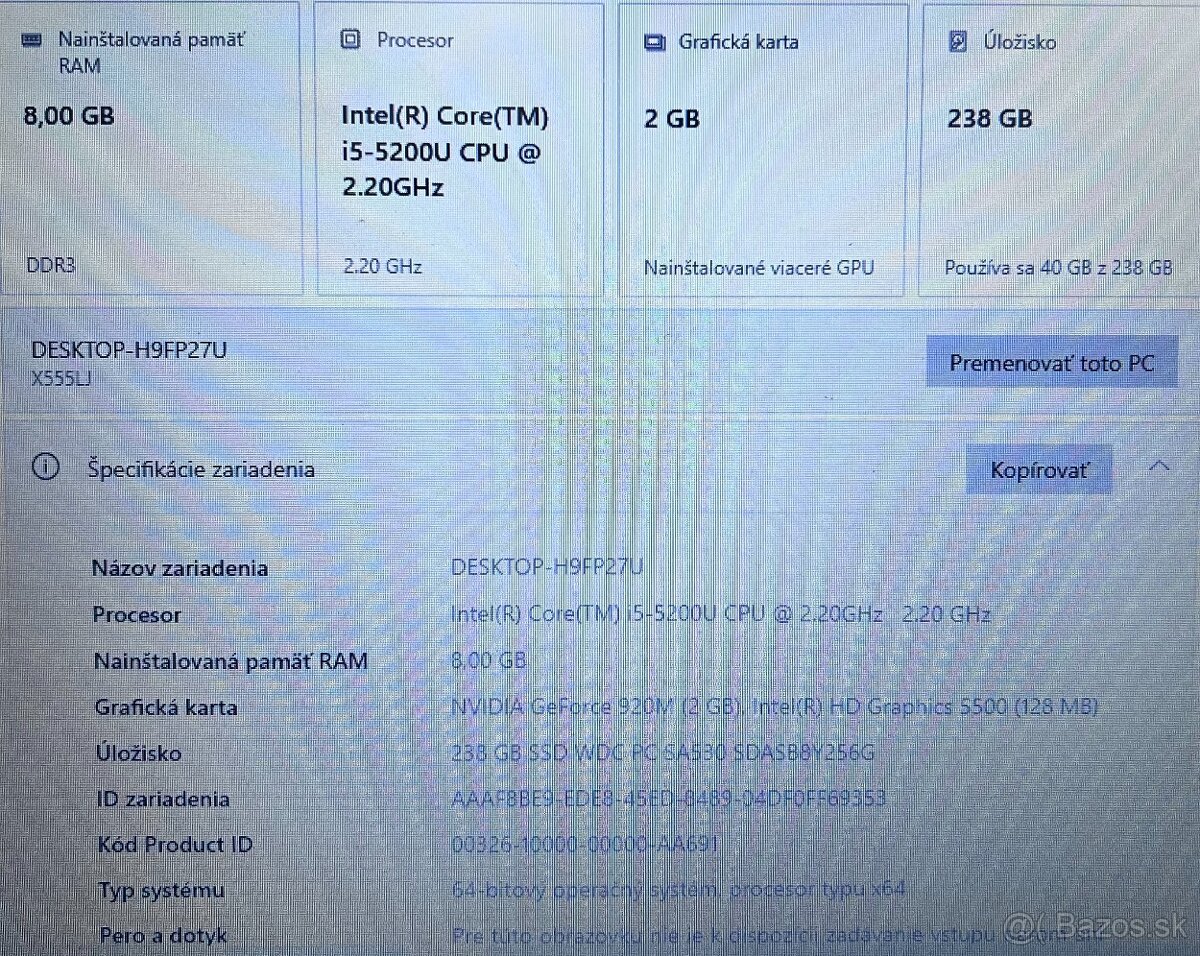 Asus Vivobook / i5 5200U / 8GB RAM / 256GB SSD / 15.6" - 11