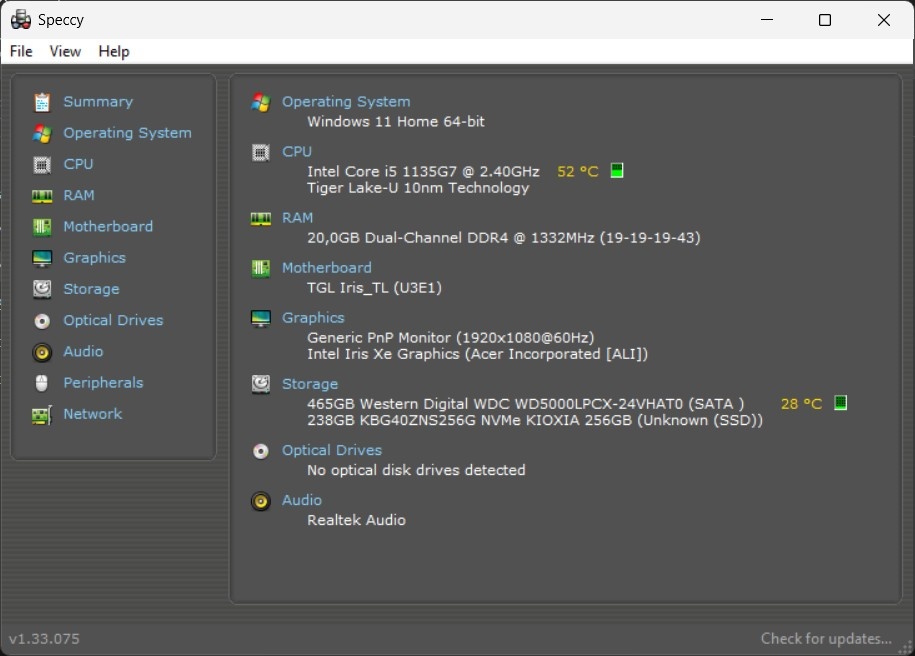 Acer Aspire A5 /Core i5-1135G7/20GB RAM/FHD/SSD+HDD/Bat ok - 11