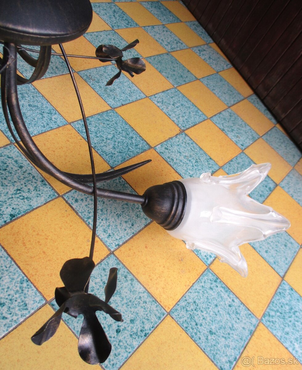 starožitný trojlampový luster - 11