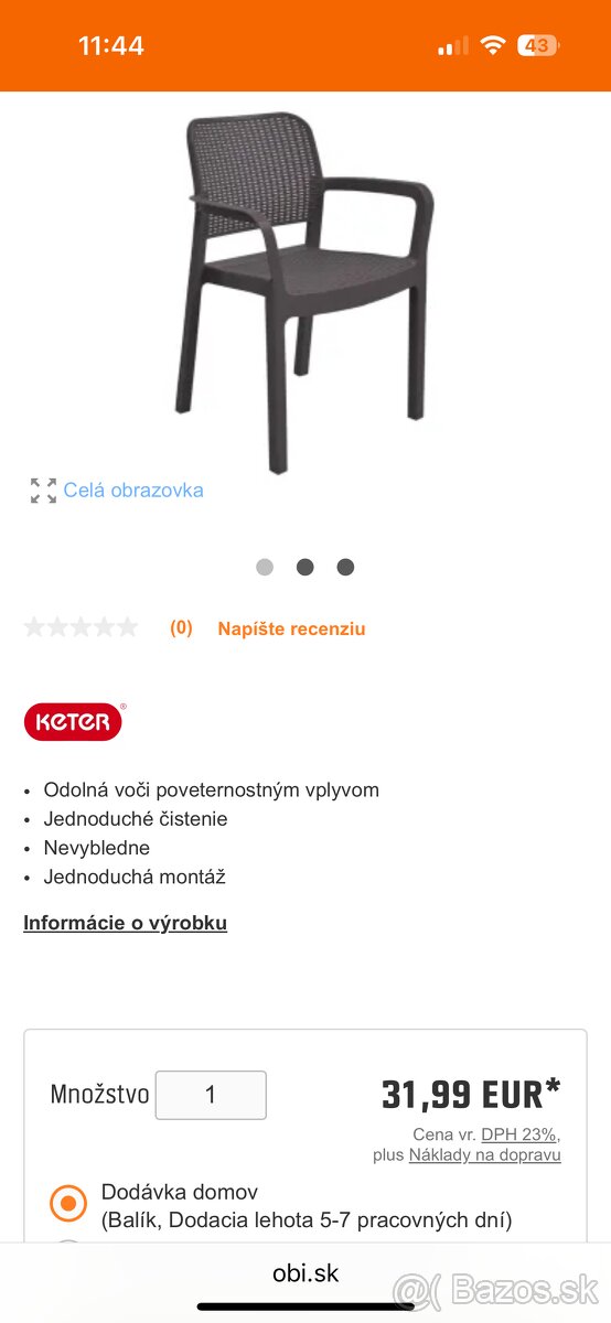 Stoličky keter a stôl z JYSK, zájradný nábytok - 11