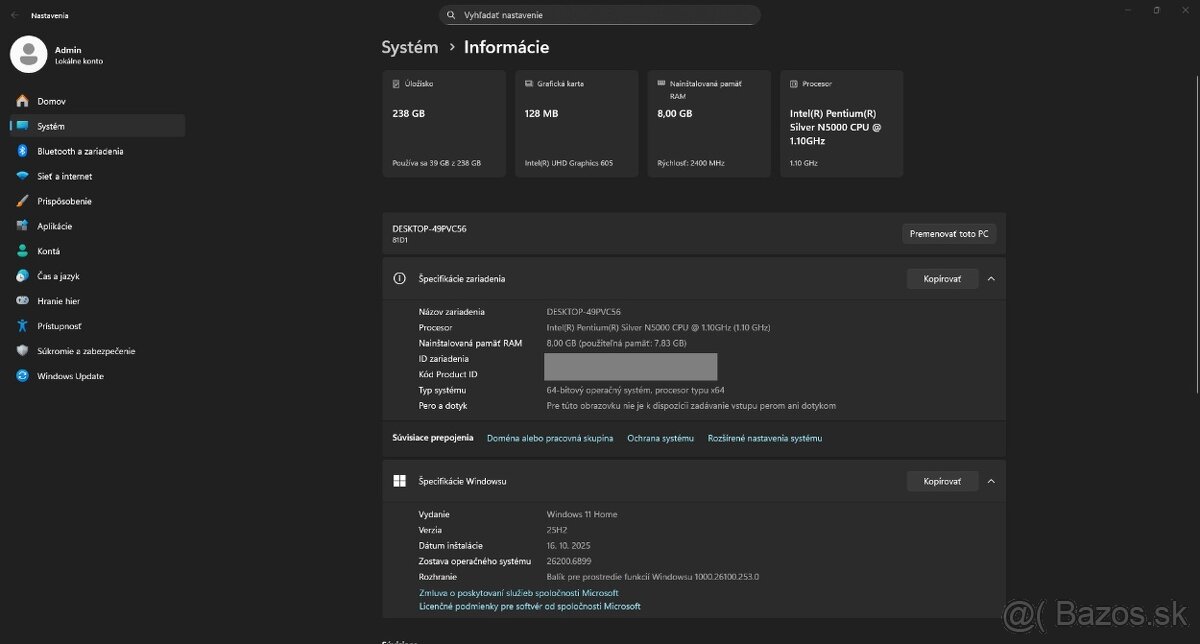 Lenovo IP 330 /Pentium N5000/8GB RAM/FHD/256GB SSD/Nova bat - 11