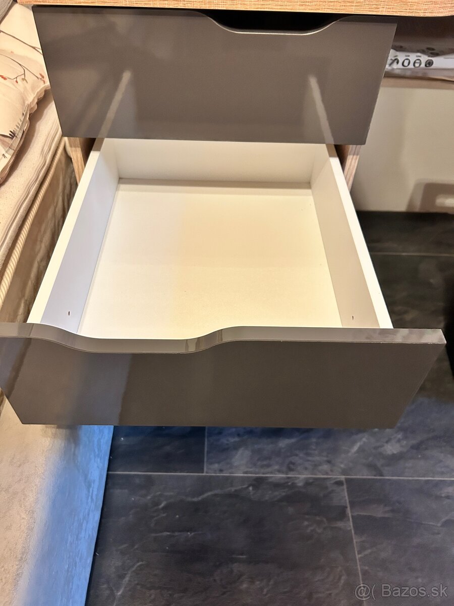 Písací stol Robby dub/sonoma/šedý lesk - 11