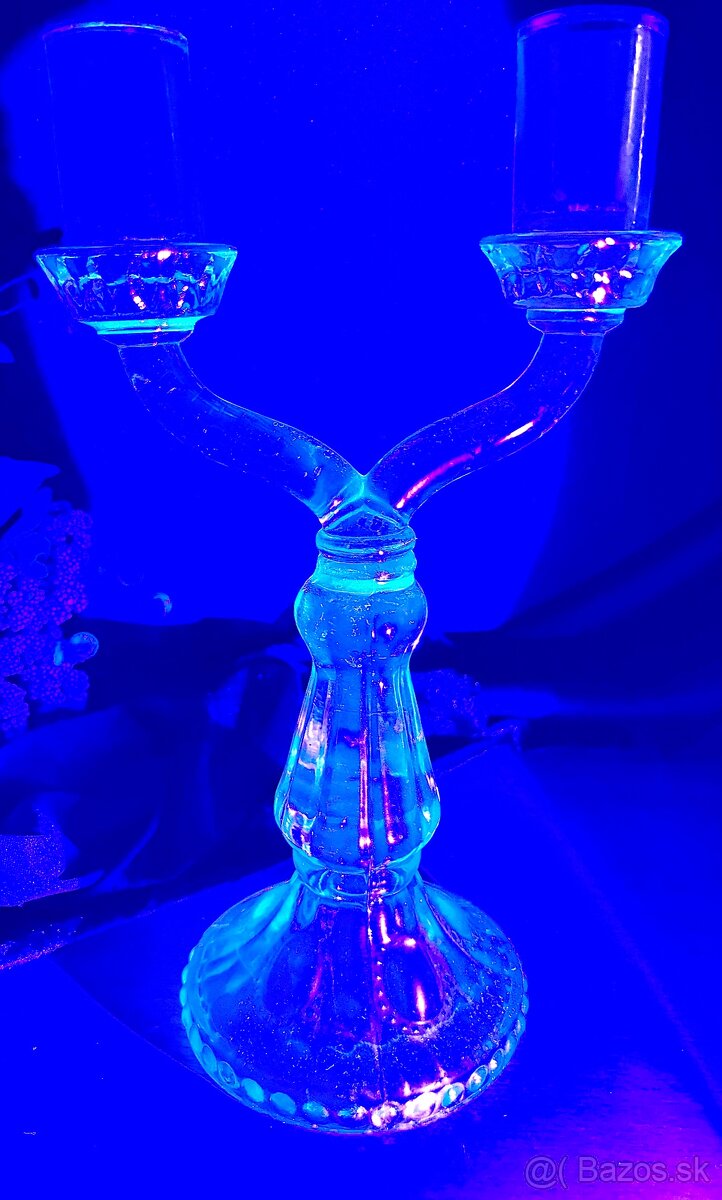 Secesny svietnik uránové sklo - 11