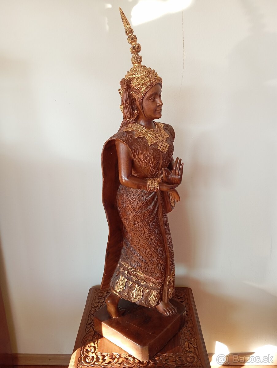 ✨Veľkolepá vyrezávaná socha Buddhu s podstavcom 125 cm - 11