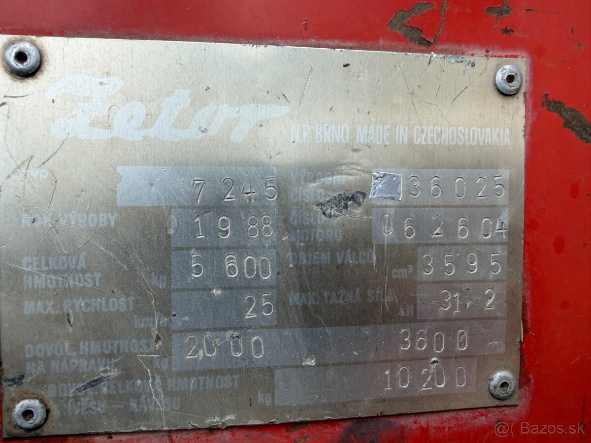 ZETOR 7245 4x4 1988 VIN 025 - 11