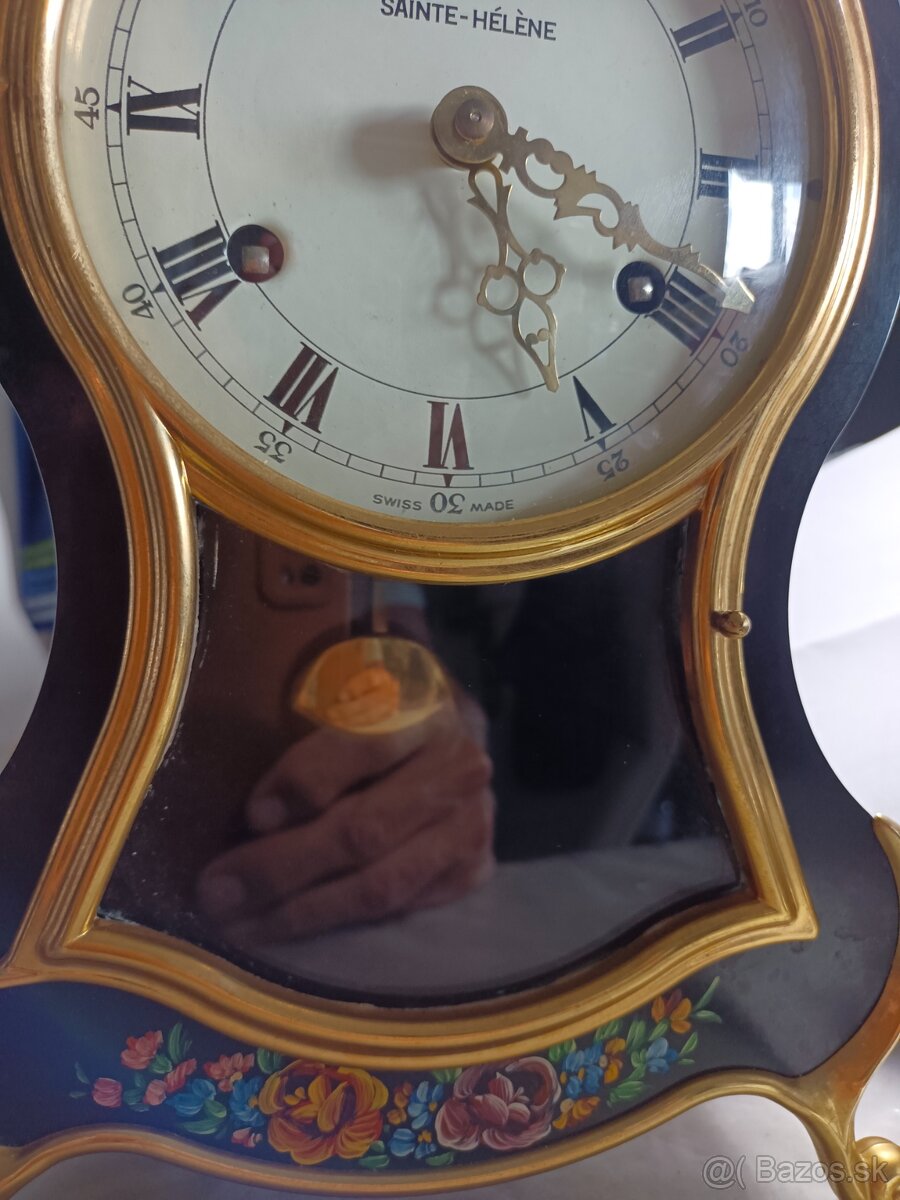 Boulle hodiny starožitný, Swiss made, Saints Helena - 11