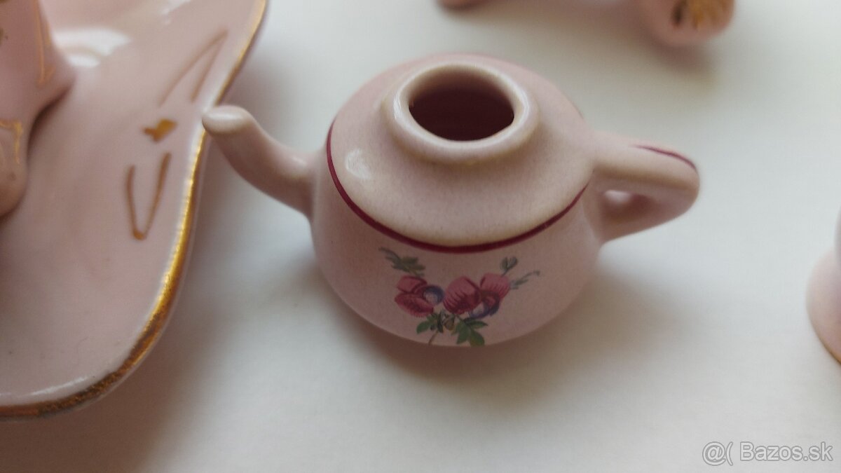 Ružový mini porcelán a miniaturky - 11