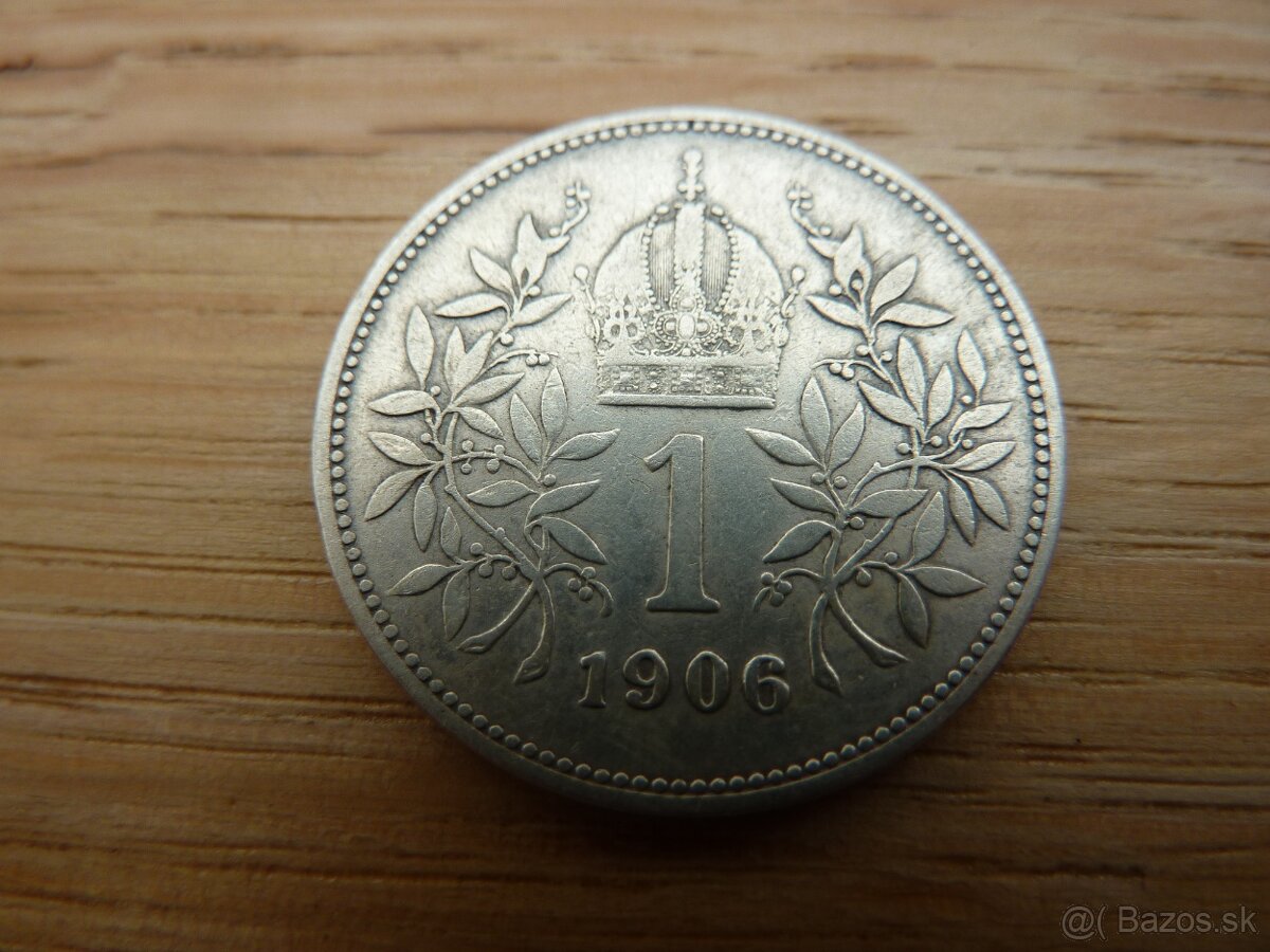 R-U Veľmi vzácna 1 koruna 1906 bz vo veľmi peknom stave - 11