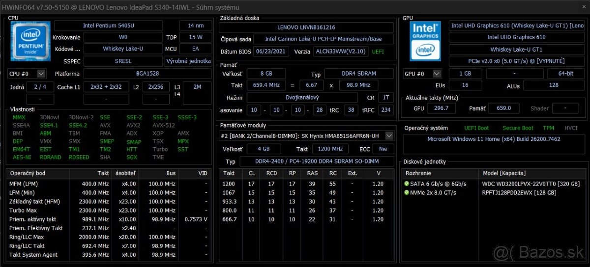 Lenovo Ideapad S340/Intel 5405U/8GB RAM/FHD/SSD+HDD/Podsv.kl - 11