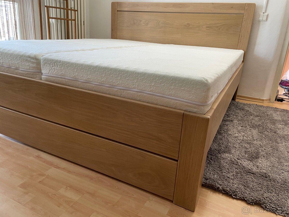 Masívna dubová posteľ 180x200cm s výsuvnými boxami - 11