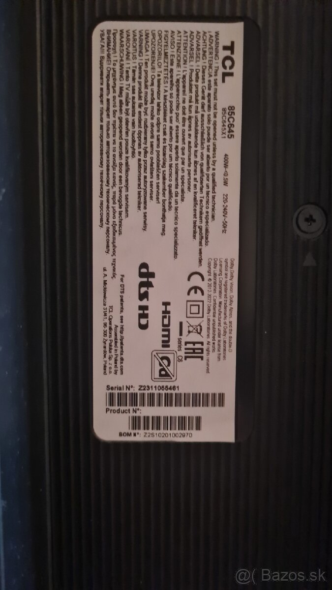 Rozpredám tcl 85c645 Uhl. 219cm - 11