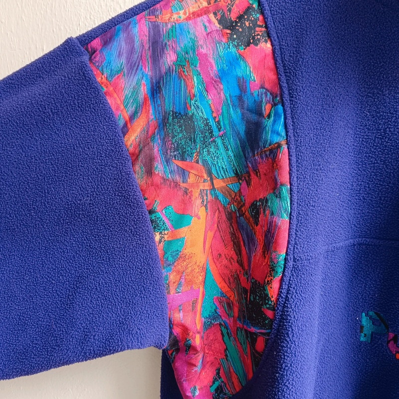 Vintage 80s Puma fialová fleece mikina flísová bunda M - 11