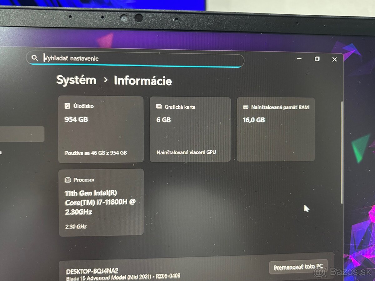 Razer Blade 15” Advanced 2021 - super stav - 11