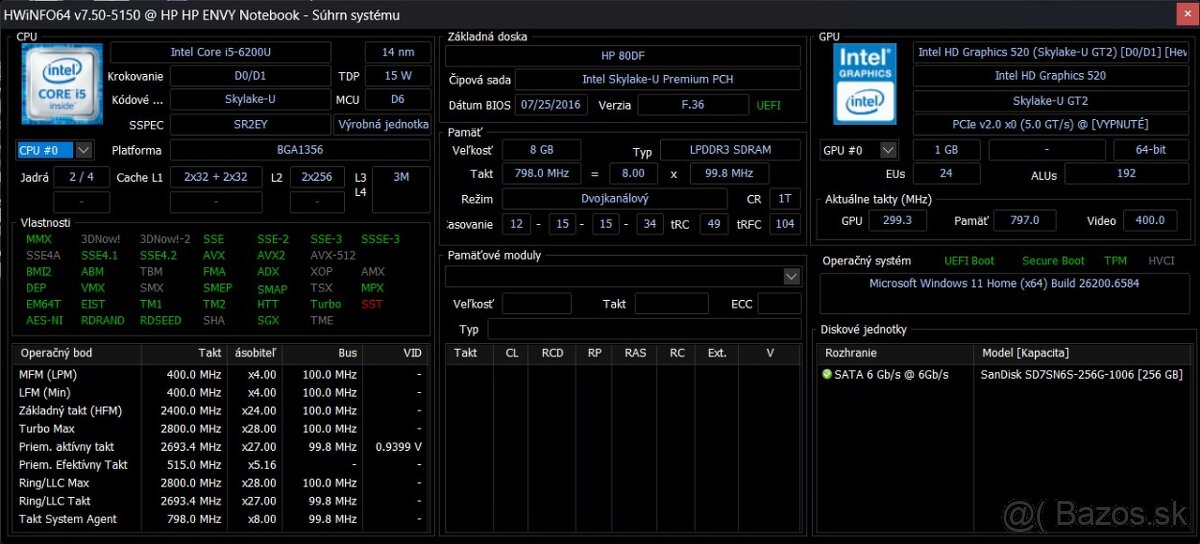 HP Envy 13 /Core i5-6200U/8GB RAM/FHD IPS/256GB SSD/Bat ok - 11