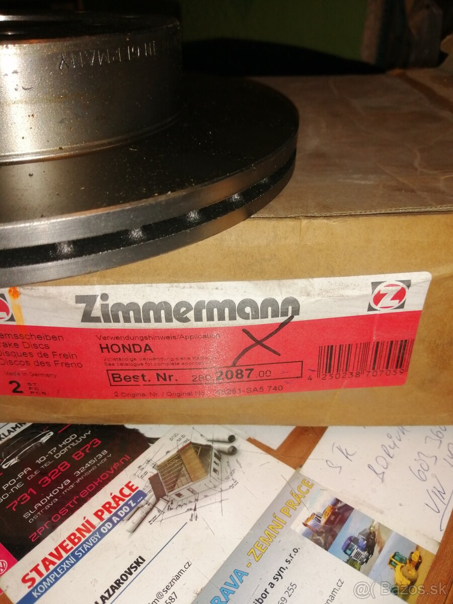 Prodám nové přední, zadní brzdové kotouče Zimmrmann Ferodo - 11