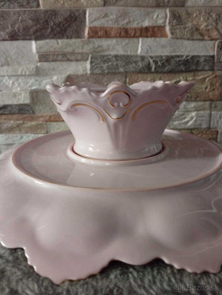 Růžový porcelán, velký nástolec, Chodov - 11