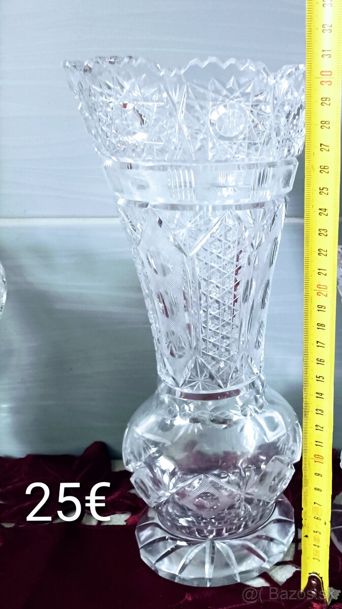 Krištáľ - vázy, poháre, misa - 11