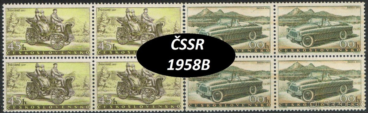 Poštové známky, filatelia: ČSSR 1945-58, čisté štvorbloky - 11