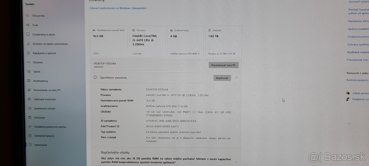 Intel Core i5-3470 3.20 GHz/16 GB DDR3/SSD+HDD/GTX 1050 4GB - 11