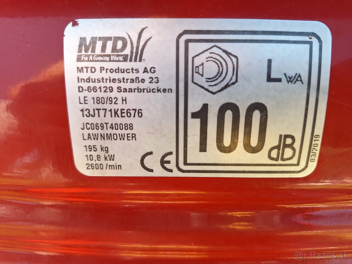 Predám zahradny traktor mtd LE 180/92H - 11