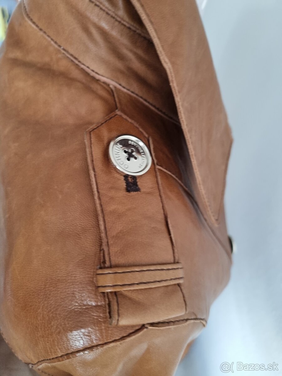 nový koňakový kožený kabát veľ. M - 11