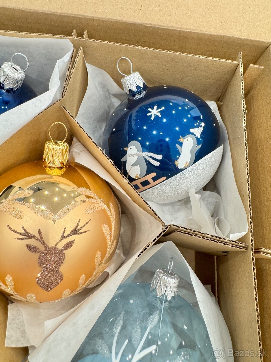 Vianočné sklenené gule , ručne malované sklenené banky - 11