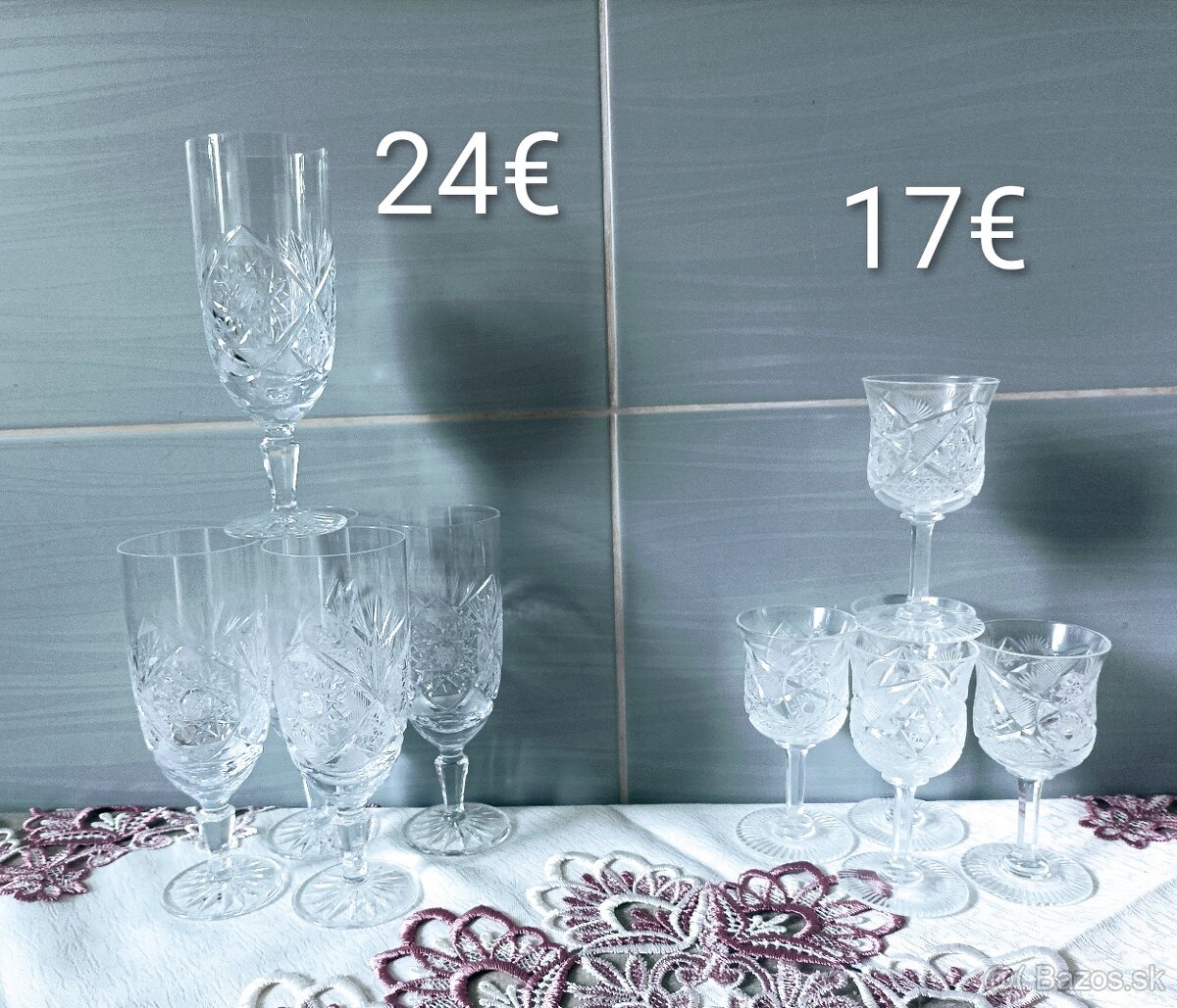 Krištáľ - misa , poháre, - 11