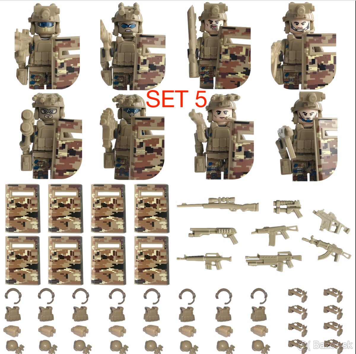 Rôzne sety vojakov 7 + doplnky - typ lego - nové - 11