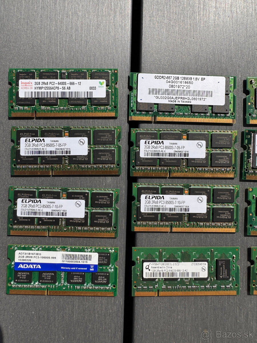 Notebook RAM pamäte: 256 MB, 512 MB, 1 GB a 2 GB - 11