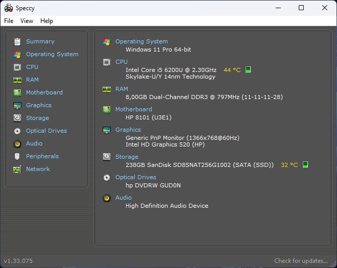HP Probook 450 G3 /Intel Core i5-6200U/8GB RAM/HD/256GB SSD - 11