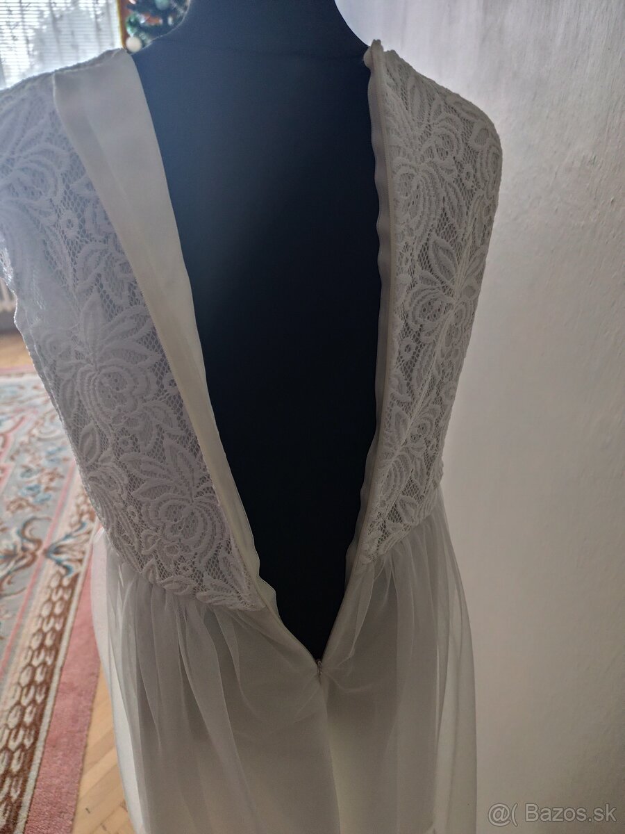 Krémové spoločenské šaty veľkosť 152 - 11