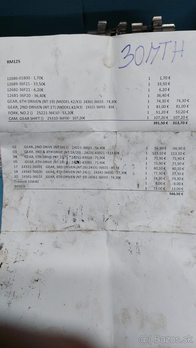 SUZUKI RM 125 K3 Náhradné Díly - 11