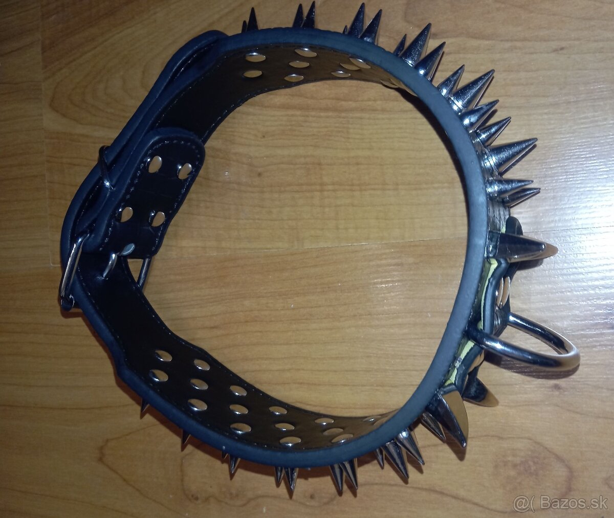 Koženkový obojok s hrotmi S M Lčierne - 11
