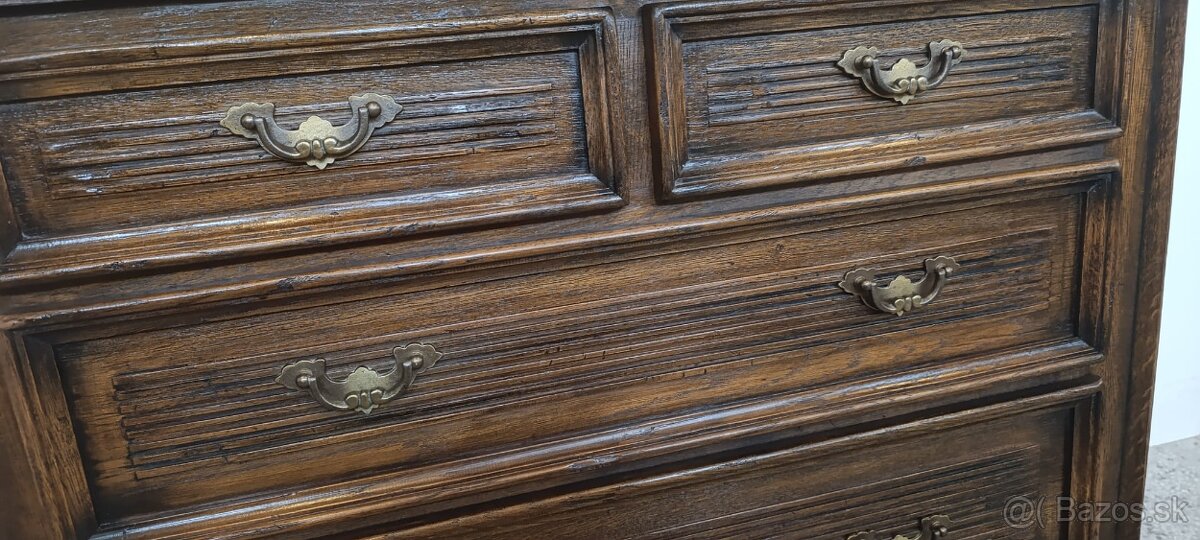 Starožitná komoda + zrcadlo, nábytek z masívu - 11