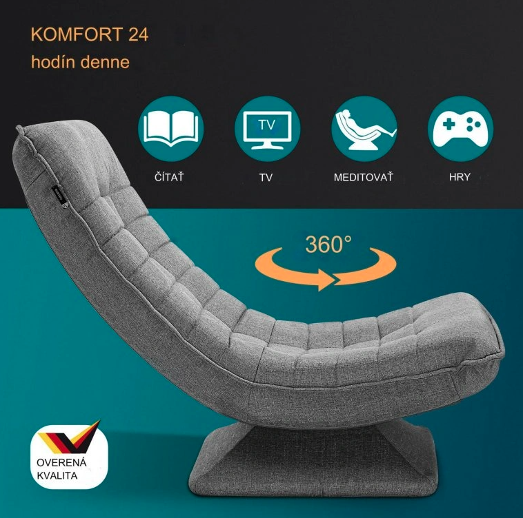 Relaxačné polohovacie a otočné kreslo - šedé, čierne, béžové - 11