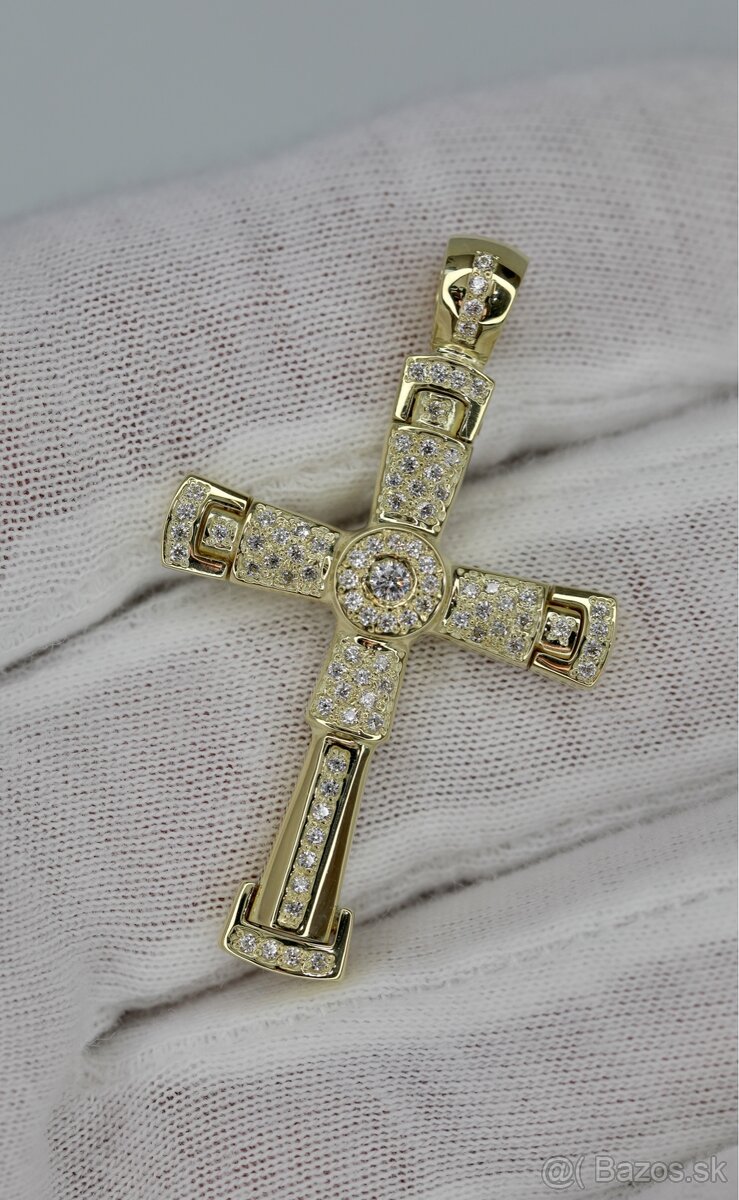 Zlatý prívesok krížik 585/14K zlato. Vaha:8,14g. - 11