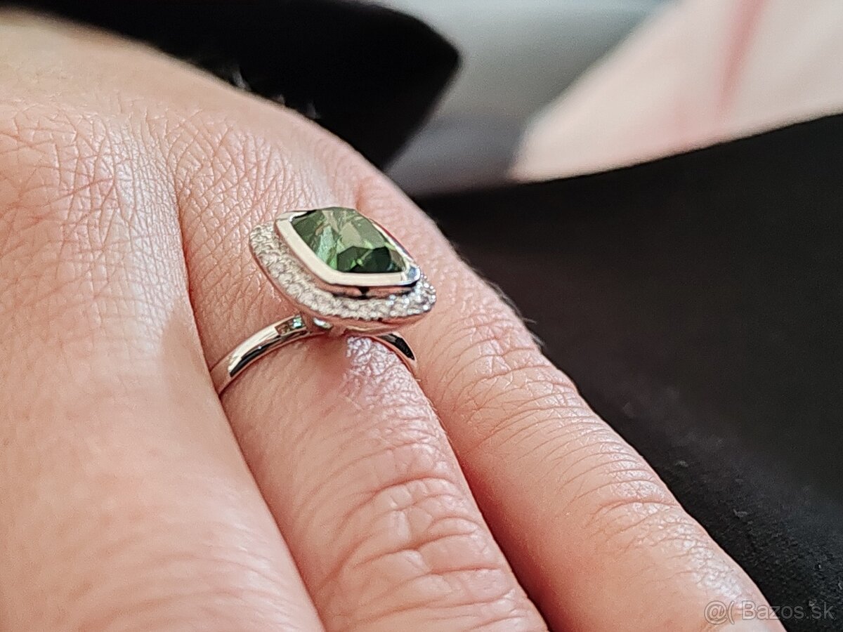 Luxusný zlatý prsteň s mohutným Turmalínom a diamantami - 11