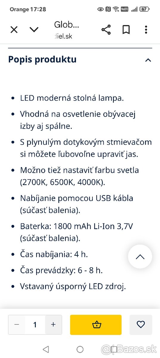 GLOBO LED lampa dotyková - 11