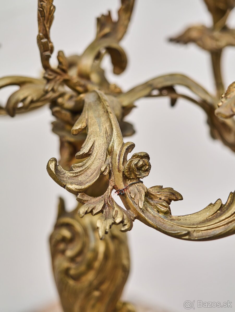 Párové bronzové svietniky z 19. storočia – elektrifikované - 11