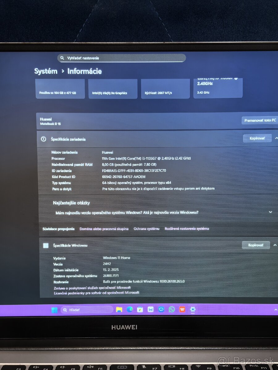 Huawei Matebook D15 i5-11th generation - 11