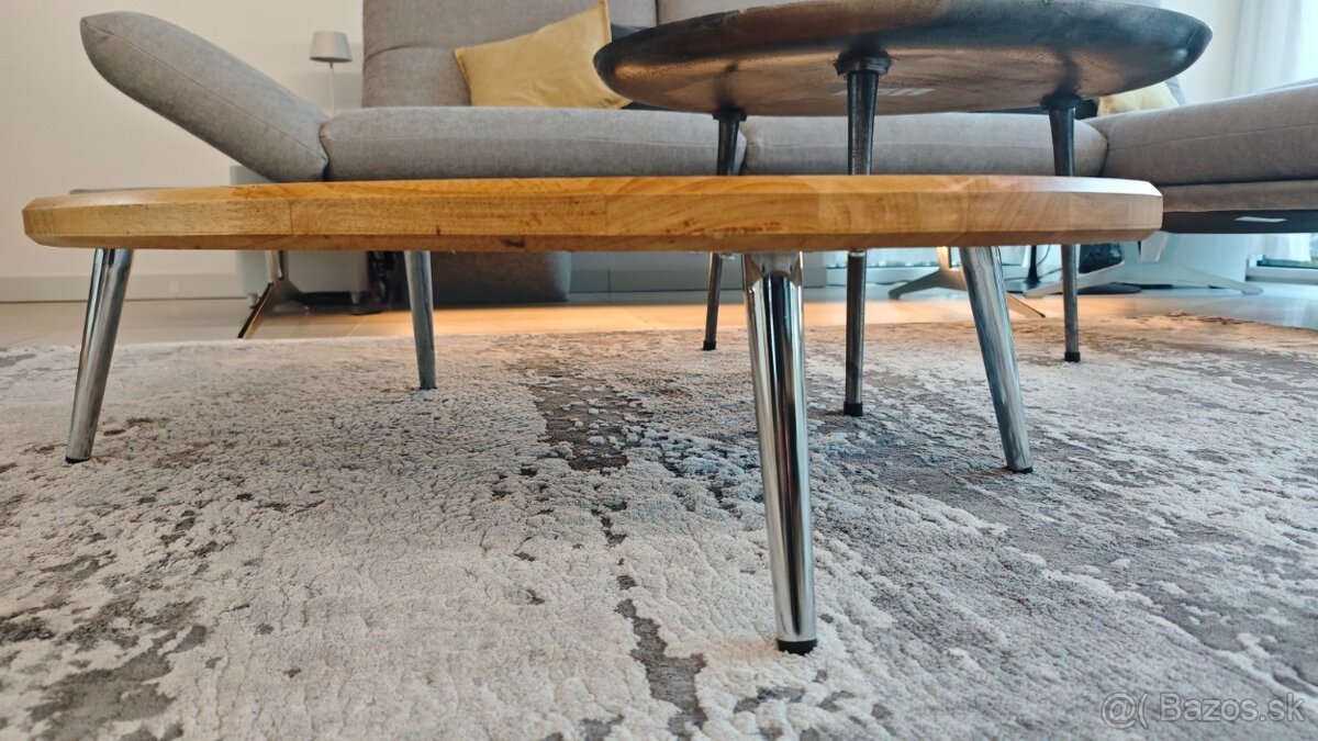 konferenčný stolík elipsa masív drevený škárovka - 11