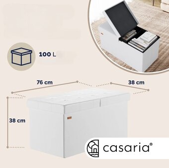Úložná lavica s vekom 76-115 x 38 x38 cm - čierna biela sivá - 11