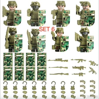 Rôzne sety vojakov 7 + doplnky - typ lego - nové - 11