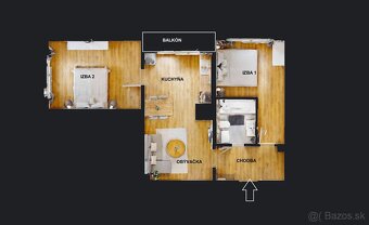 Moderný komplet zrekonštruovaný 3 izbový byt s balkónom - 11