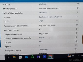 Strieborné, vreckové hodinky,Waltham. - 11