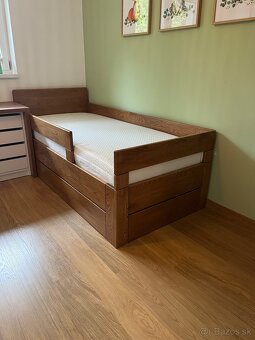 Dubová posteľ - úložný priestor, odmontovateľné zábrany - 11